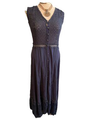 Johnny Was Gavin Overlay Embroidered Maxi Dress S Lace Cottagecore Coquette Boho